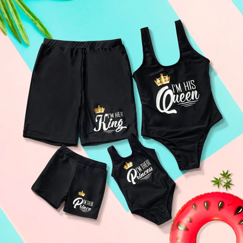

Mommy And Me Swimsuits With Letter Printed Matching bathing suits sets diamond bathing suit Family Swimwear One Piece Swimsuits