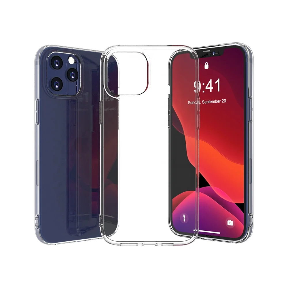 

New product Anti-fall 2.0mm Crystal TPU Transparent Mobile Phone Case Back Cover For iphone12pro max 6.7 Hot sale products, 7color