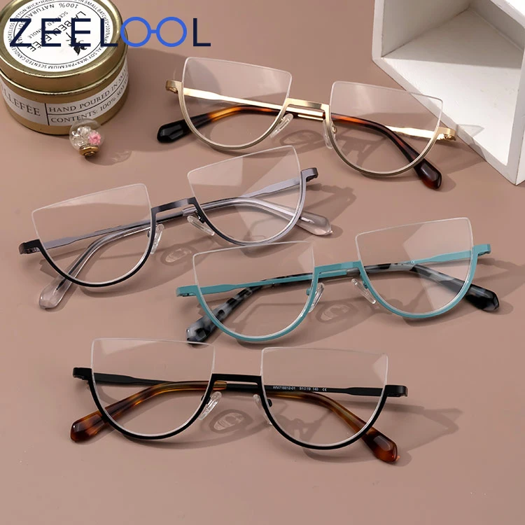 

Zeelool high quality half rim half glasses frame glasses eyeglasses metal eyewear Optical Eyeglasses Frames, Multi colors