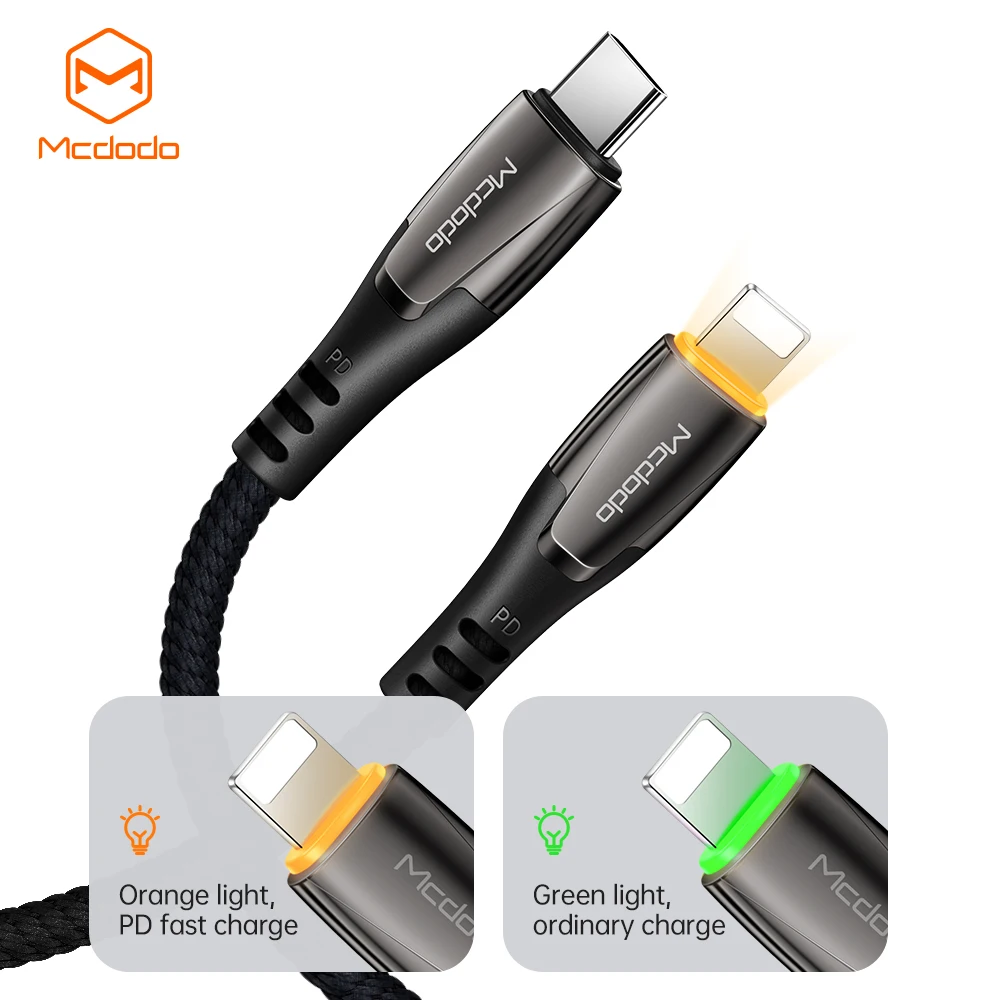 

Mcdodo 20W Type C to Lighting Super Fast Nylon Braided PD Cable with LED for iphone 13 12 mini pro pro max