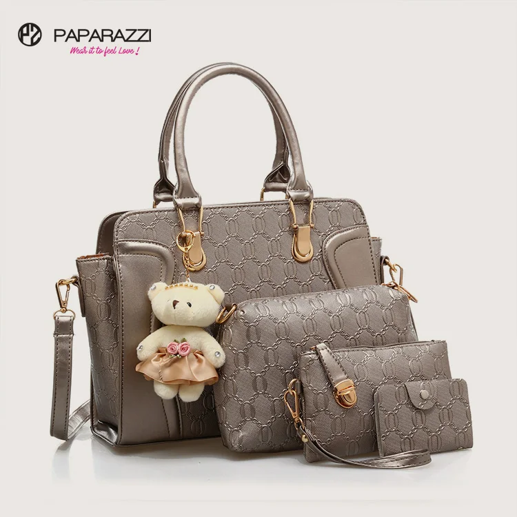 

Paparazzi Brand 888-41 Vegan Leather Bags 4 Pieces Women Purses And Handbags Set For Women Ladies