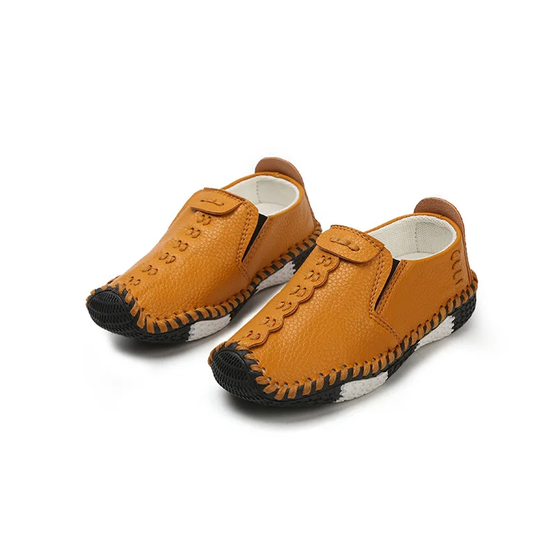 

Hot selling soft sole kids school leather sports kids casual shoes, White/black/yellow
