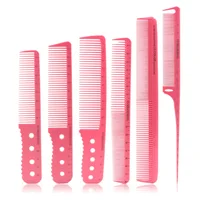 

Professional 6 Sizes PP Material Tooth Hairdressing Comb Pink Measuring Barber Comb for Styling Pocket Cutting Hair