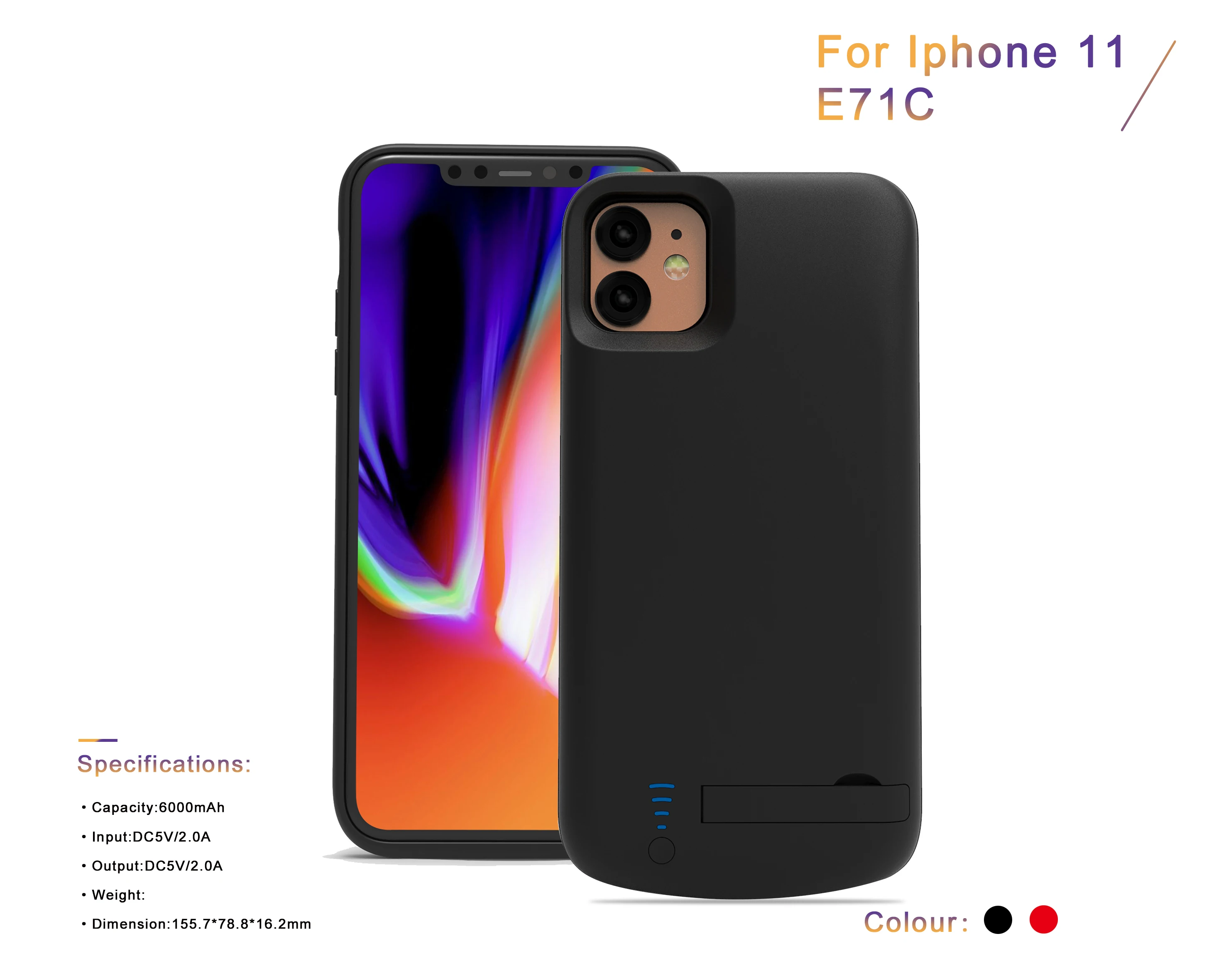 Full Cover Protective Phone Battery Case For iPhone 11,6000mAh Mobile Charger Wireless Power Bank