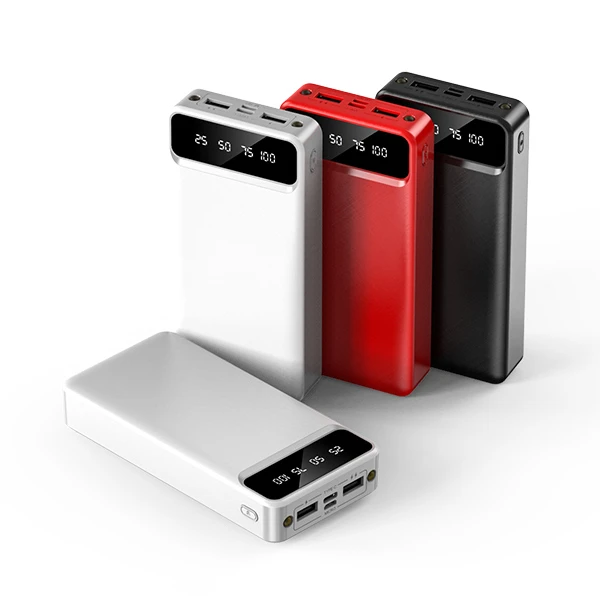 

Factory wholesale dual input and dual output 2.1A fast charge 30000mAh latest Powerbank, Black+red+white