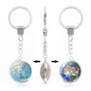 World Map Rotate Map Time Gemstone Keychain Pendant Alloy Keyring CN472