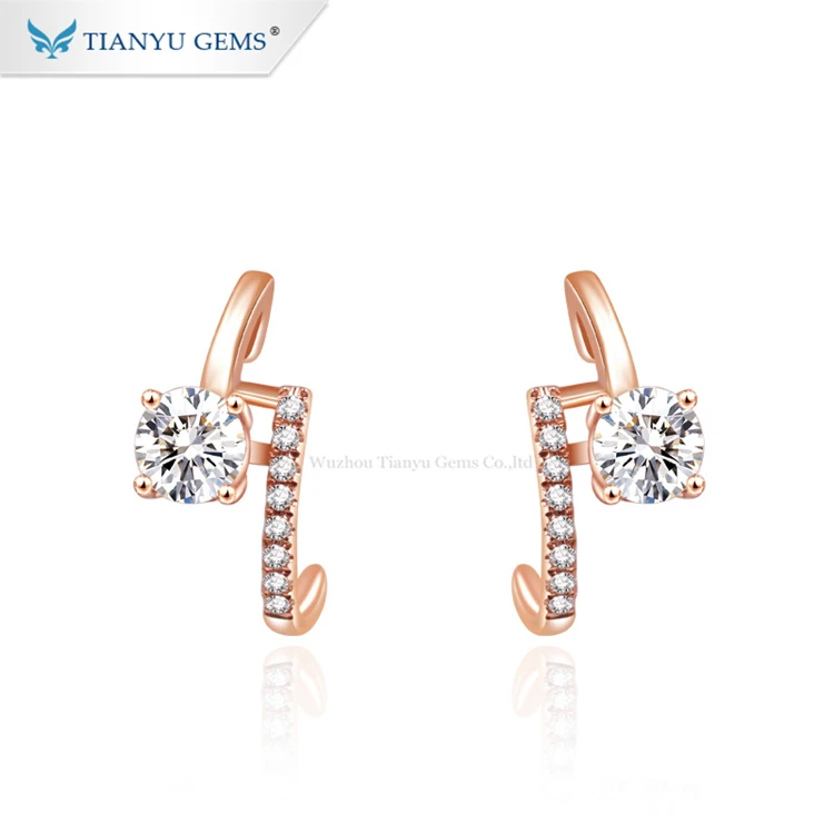 

Tianyu Gems Gold Jewelry Earring 14K Rose Gold DEF White Moissanite handmade earings