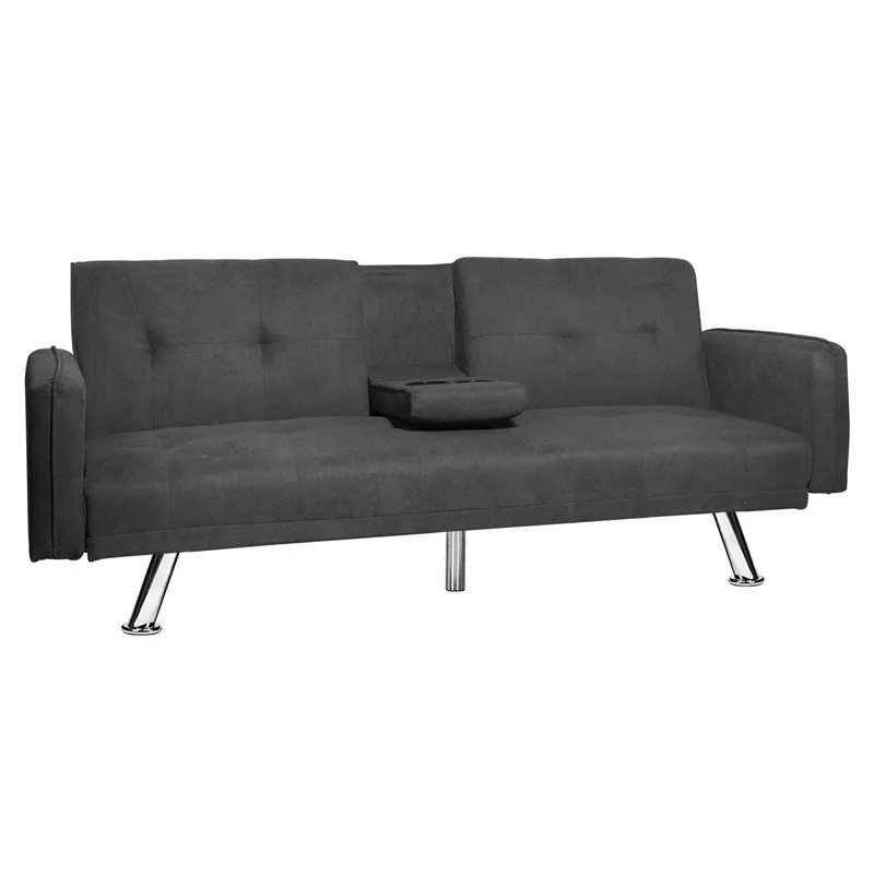 

Crazy price Modern Adjustable Fabric 2-Seater Full Sleeper Sofa Cum Bed with Armrests, Dark grey