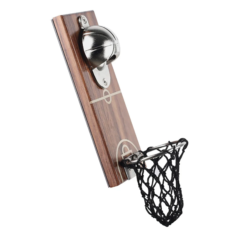 

AA702 Wall Mount Basketball Bottle Opener with Embedded Magnetic Cap Catcher Wall Hanging Beer Bottle Opener