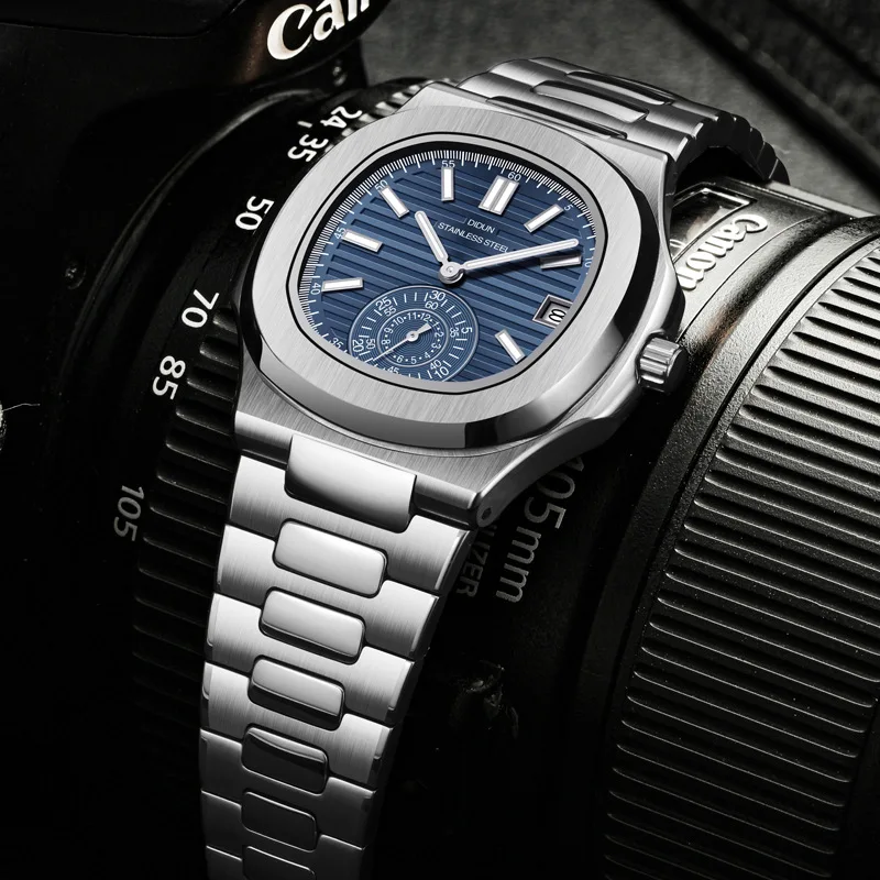 

30M Waterproof Stainless Steel Watch Case Quartz Movement Mens Watch