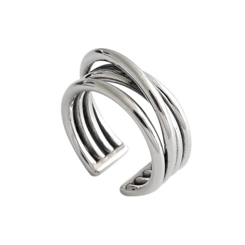 

NewSR412 twist layers rhodium plated 925 sterling silver fashion ring