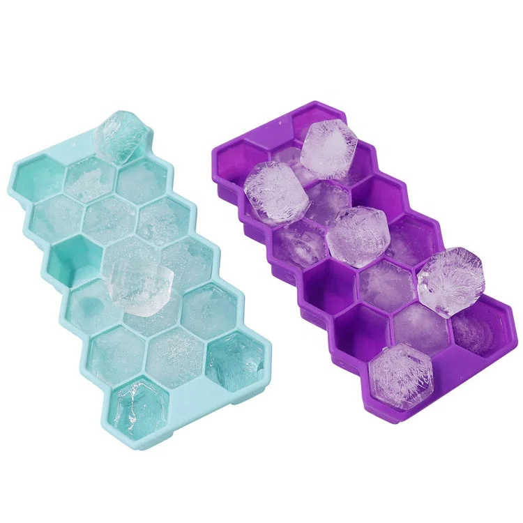 

Easy Release Silicone Ice Cube Trays with Lids BPA Free 17 Honeycomb Ice Cube Molds
