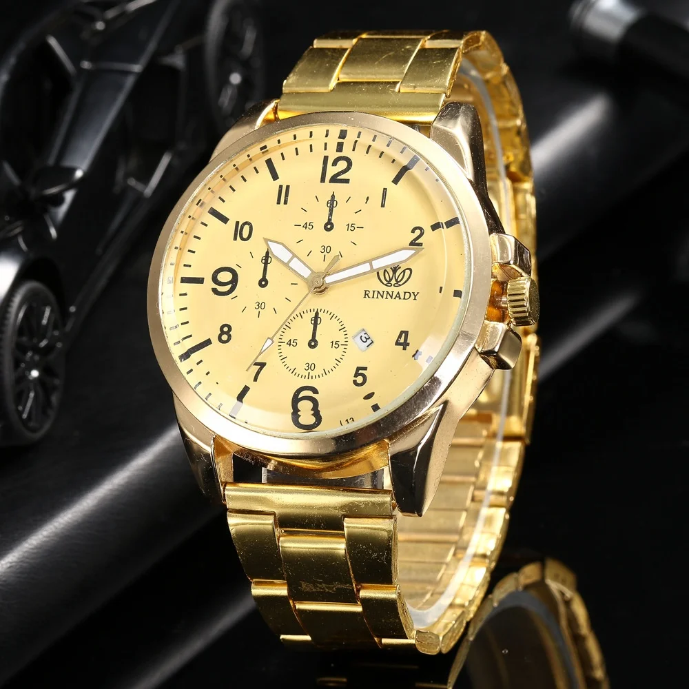 

Best Selling Fashion Alloy Men's Calendar Quartz Watches Hand Watch Men Custom Watch, As shown