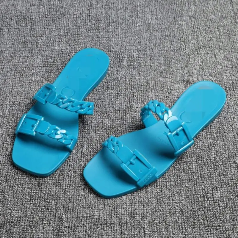 

2021 women fashion chic slippers simple candy color outdoor flat sandals, Black, green, nude, red, blue