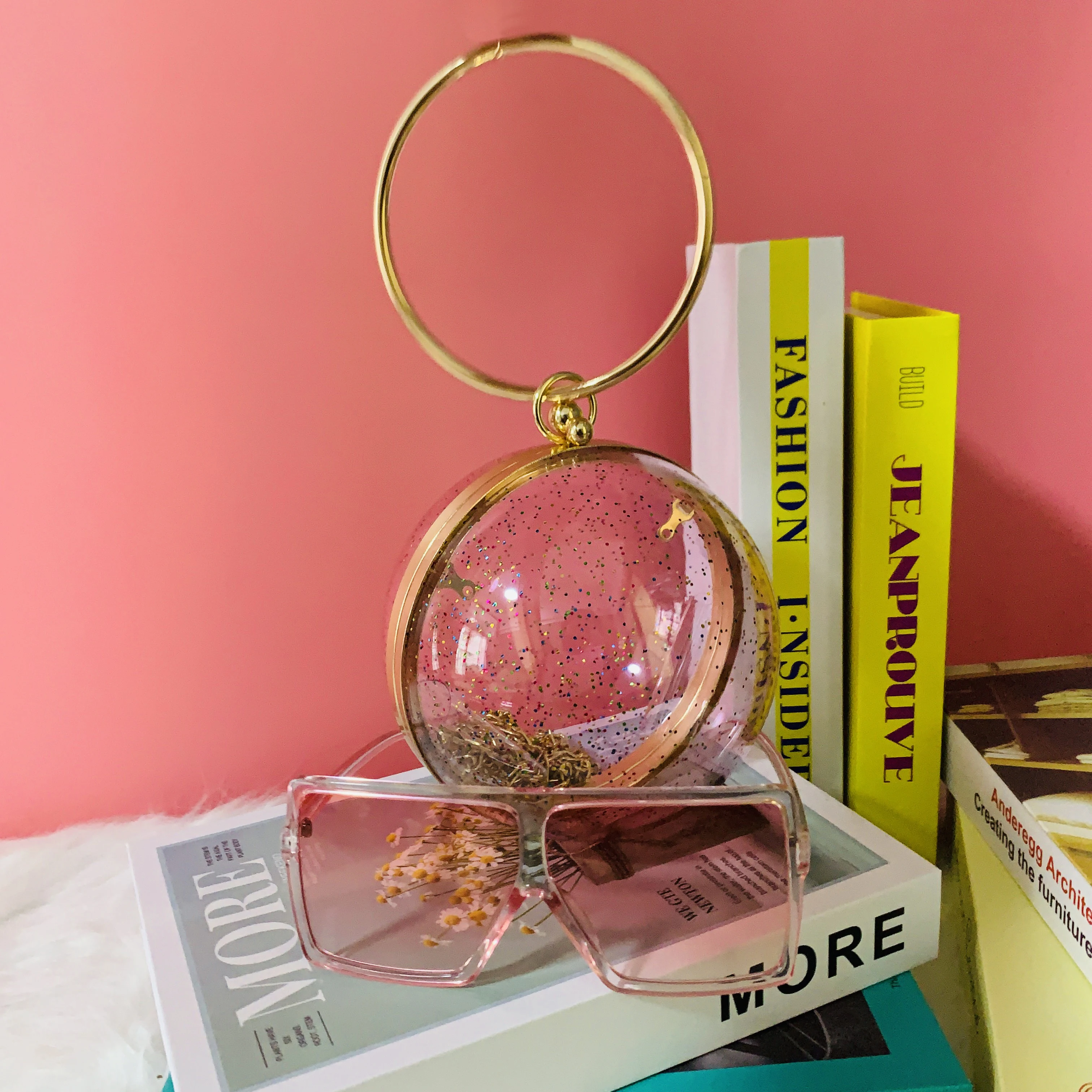 

2021 luxury handbags for women famous brands shoulder handbags clear purse and sunglasses set, 5 colors