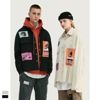 

Hip Hop Clothes Oversized Fit Graphic Printing Men Shirt Black White Relaxed Men Casual Shirt Streetwear Style