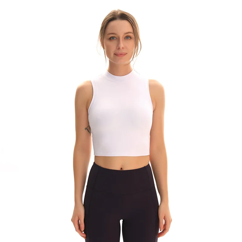 

Ladies Compression High Neck Cropped Gymnastic Jogging Exercise Tank Tops