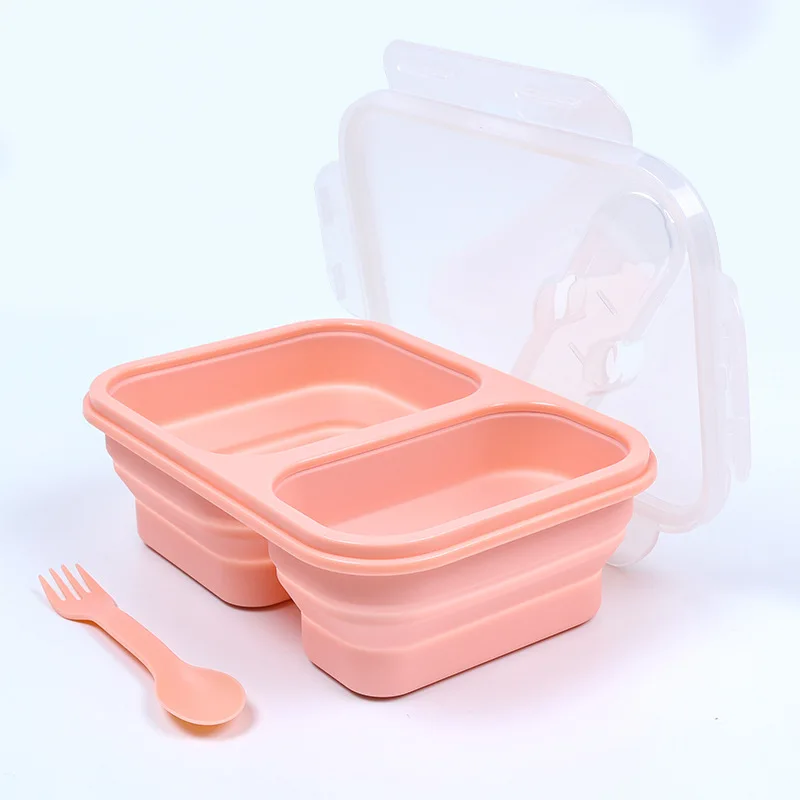 

Hot Selling Anti Spill Eco-friendly Non-toxic Foldable Travel Lunch Box Portable Safe And Odorless Baby Silicone Meal Box