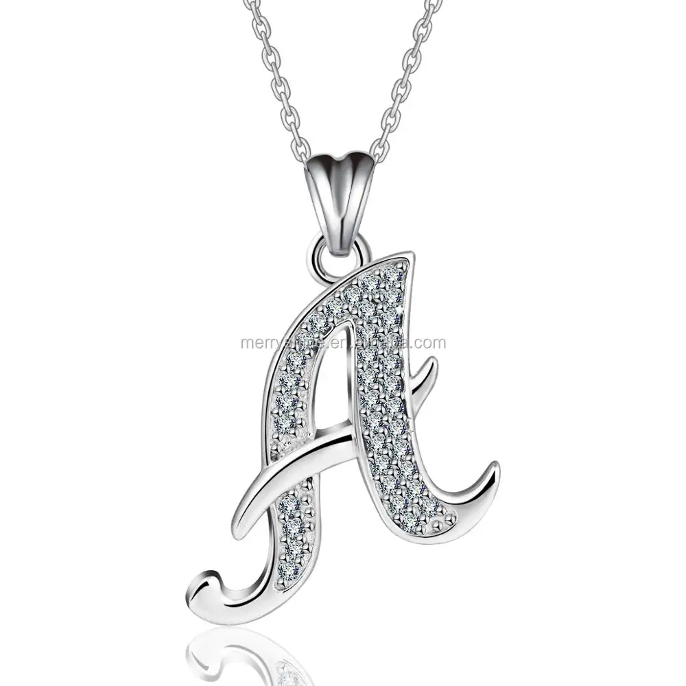 

Merryshine Custom 925 Silver Cz Alphabet Letter Horn Diamond Letter Christmas Pendant