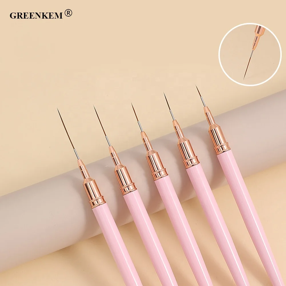 

7/9/11/15/25mm Professional 5pcs Nail Art Liner Brush Nail Drawing Pens Metal Handle Nail Liner Brush
