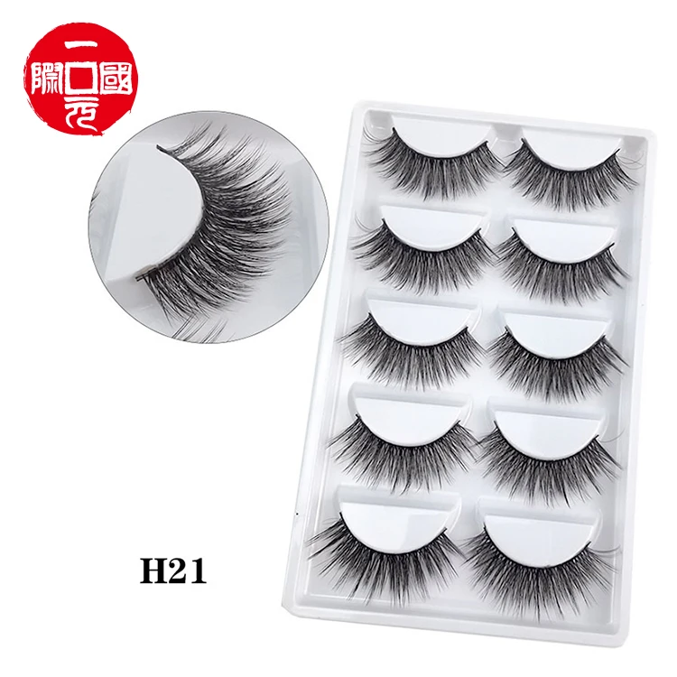 

One dollar Factory wholesale a box of 5 pairs of 3D false eyelashes naturally long and thick eyelashes, Black color