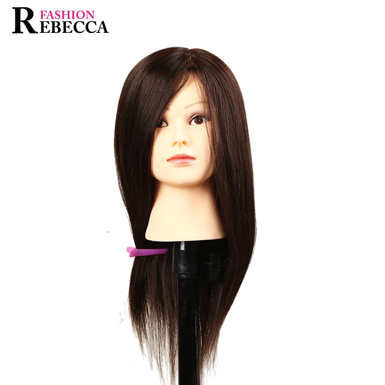 

REBECCA Cosmetology Mannequin Human Hair Head Practice Doll Dummy Barber Practice Head For Training