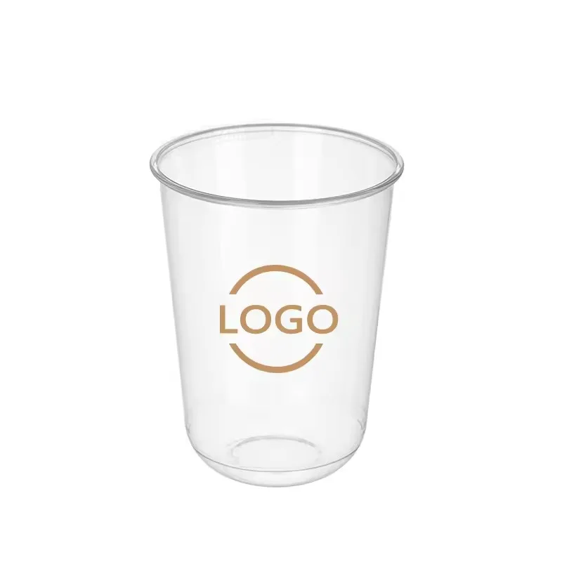 PET89mm-500ml U-shape Cold Drink Cup With High Lid
