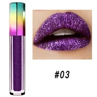 

Factory Wholesale NO Logo Makeup Metal Shimmer Lip Gloss Glitter Purple Liquid Lipstick Custom Liquid Lipstick Packaging box