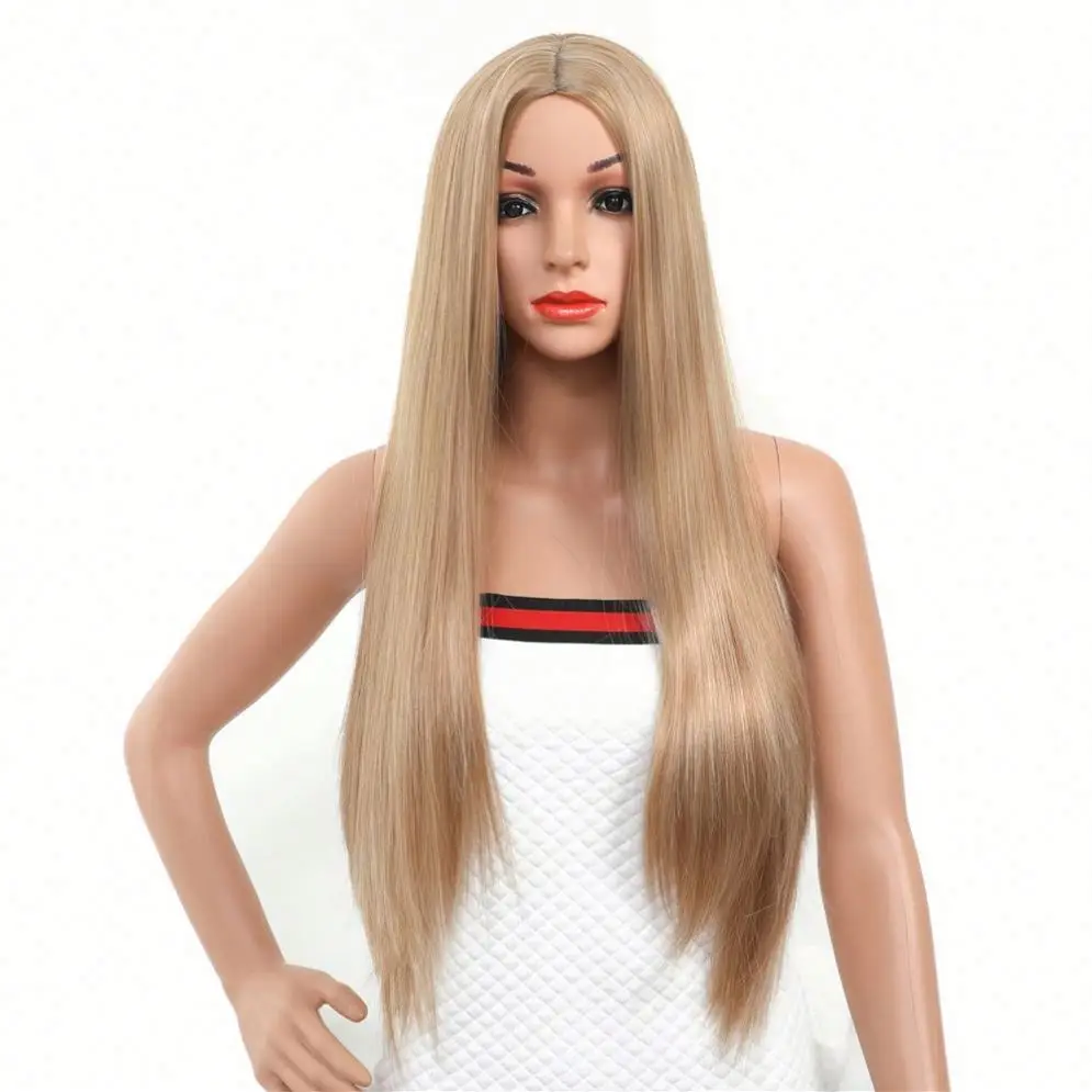 

MYZYR straight hair high-quality synthetic wigs, 30-inch heat-resistant wigs of various colors, noble golden synthetic wigs, Pink,black