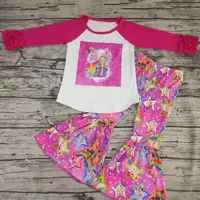 

newest wholesale baby girl boutique clothing fall clothes western girl fall winter outfit top ruffle pant set kids clothing set