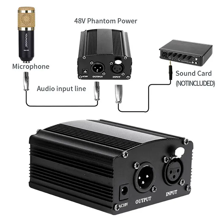 1channel 48v Microphone Phantom Power Supply With Power Adapter For