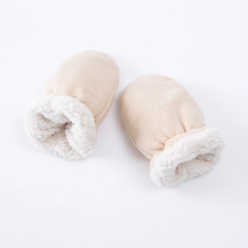 
Top quality 100% organic cotton knitted newborn warm baby gloves scratch teething mittens 