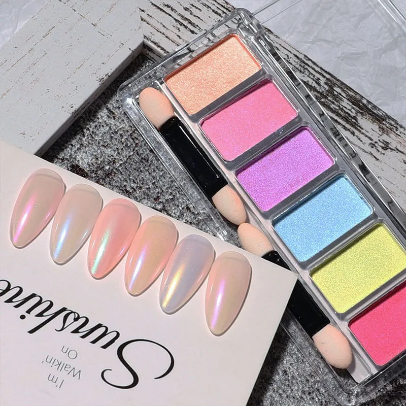 

New Nail Powder Set 6 Colors Solid Chrome Nail Pigment Magic Mirror Powder