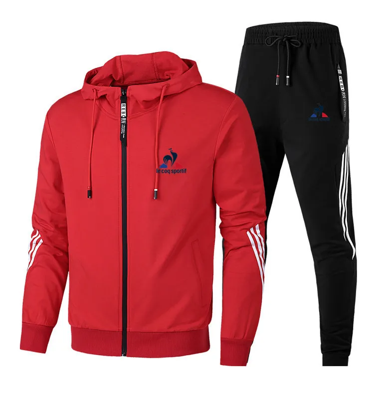 

2 piece hoodie cardigan zip up jogger set men quick dry wicking athletic track suit