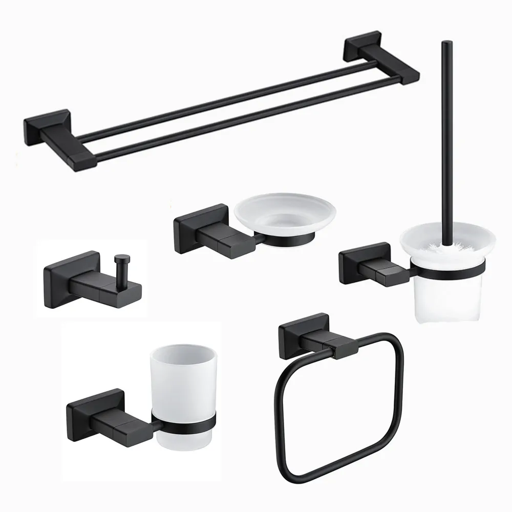 

Hotel wall mounted Matte Black Luxury Bathroom Accessories Set