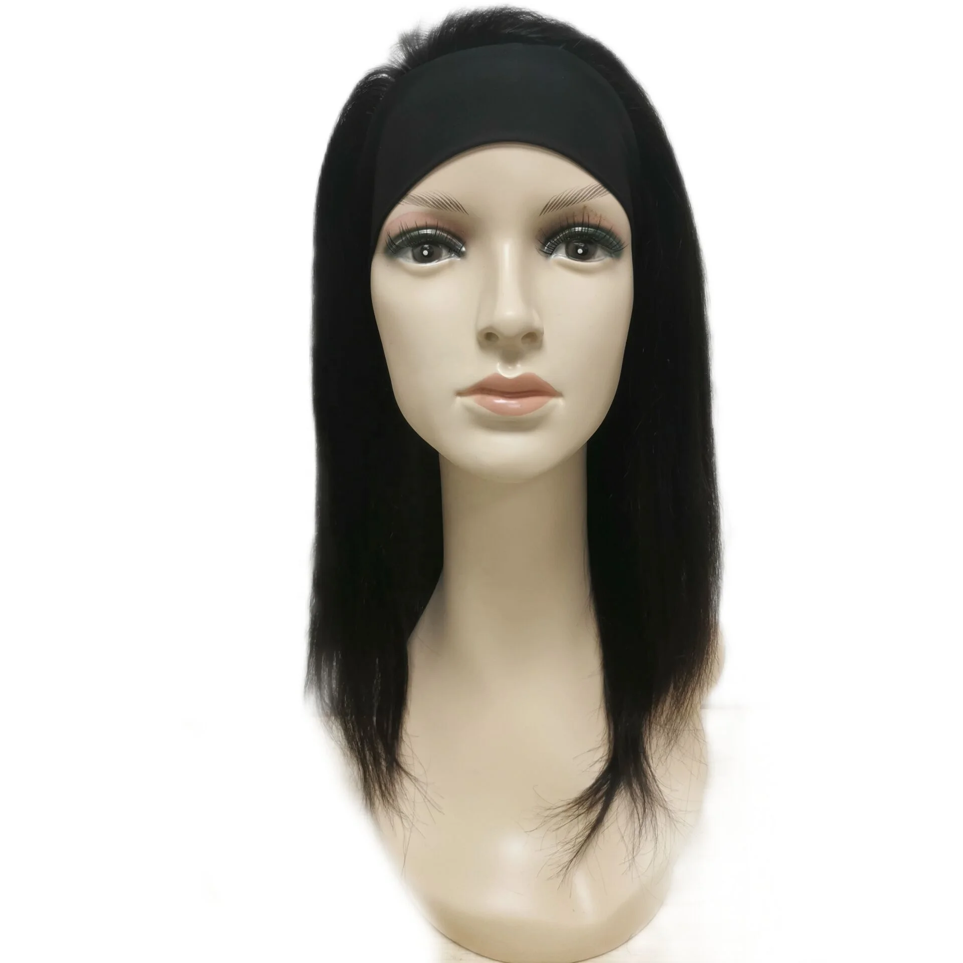 

Hair wholesalers afro hair perruque bandeau 14 inches bone straight high ponytail hair headband wig