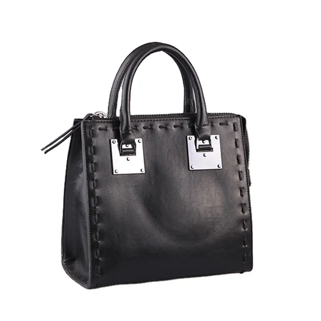 

4020- Latest design shoulder strap ladies fashion genuine leather handbags carteras de cuero, Black color, various colors available