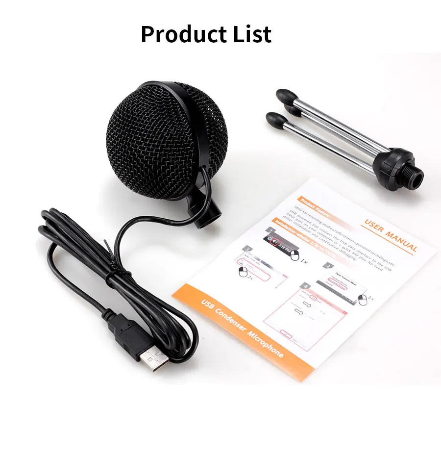 Usb Condenser Microphone 360 Degree Pickup Table Microphone With Min