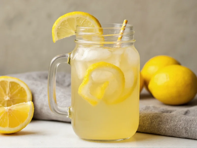 Homemade electrolyte drink in mason jar with lemon slices
