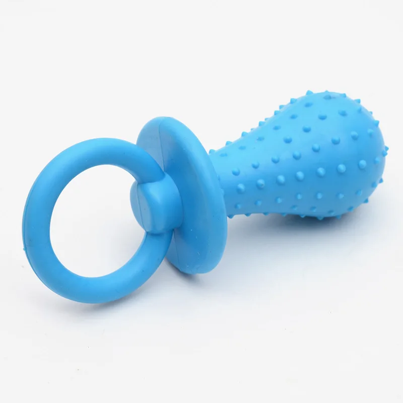 

Pet Rubber Pacifier Dog Toy Interactive Rubber Soother Pet Dog Cat Puppy Teeth Dog Chew Toys With Bell Hangable XK0132, 3colors:random color (blue,pink,green)