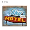 Modern art statue letter hanging art 3D laser cut Sky Motel Signboard art for store