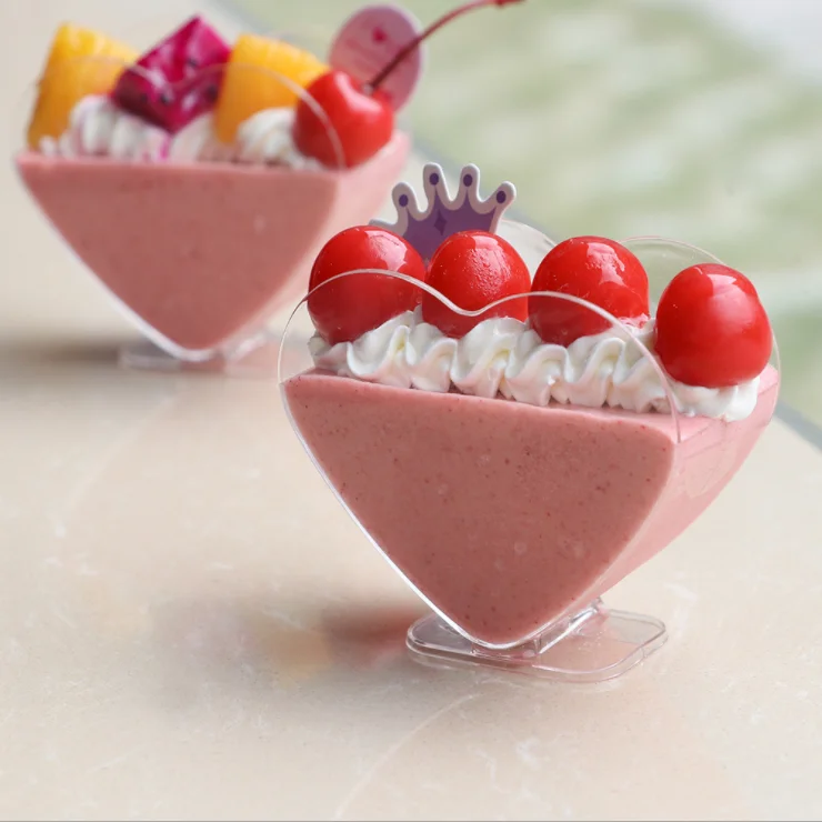 Custom Disposable Plastic Ps Dessert Cup With Lid.2 3 4 5oz Mini Square