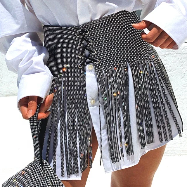 

C025 Women's rhinestone Body Chain Skirt Women Nightclub Party Body Chain Jewelry Bikini Waist Belly Beach Harness, Silver, gold, gunmetal