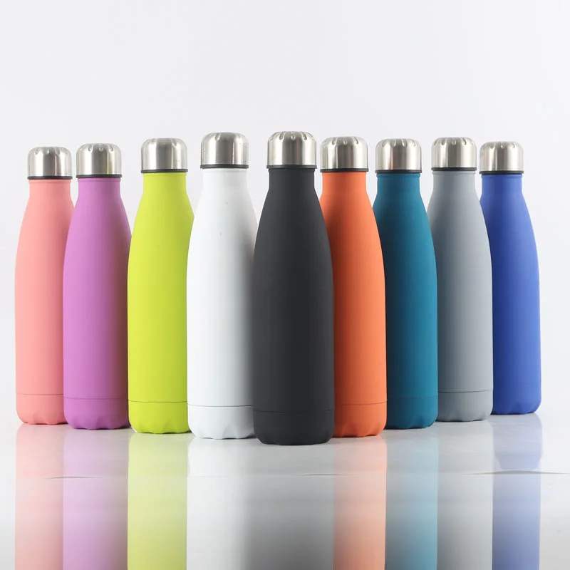 

Flask cola water cup portable vacuum rubber paint coke bottle stainless steel vacuum bottles, Customized color acceptable