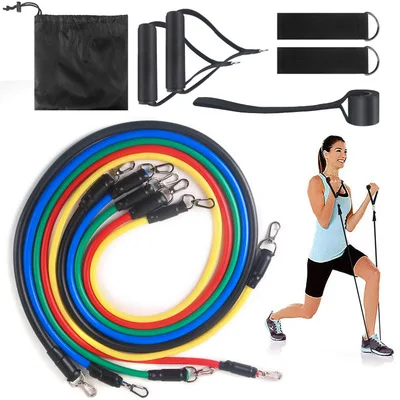 

hot sell fitness resistance band indoor physical training tool set 11pcs resistance pull-up bands set, Mix color 11pcs