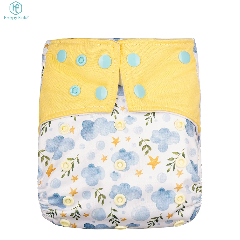 

Happyflute Baby Reusable Cloth Diaper With Snap Adjustable Cloth Diaper, Pul print