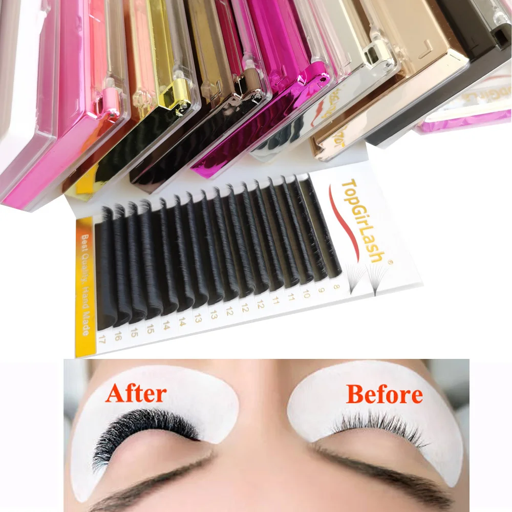 

Russian Volume Easy Fanning Eyelash Extensions Private Label 0.03 0.05 0.07mm