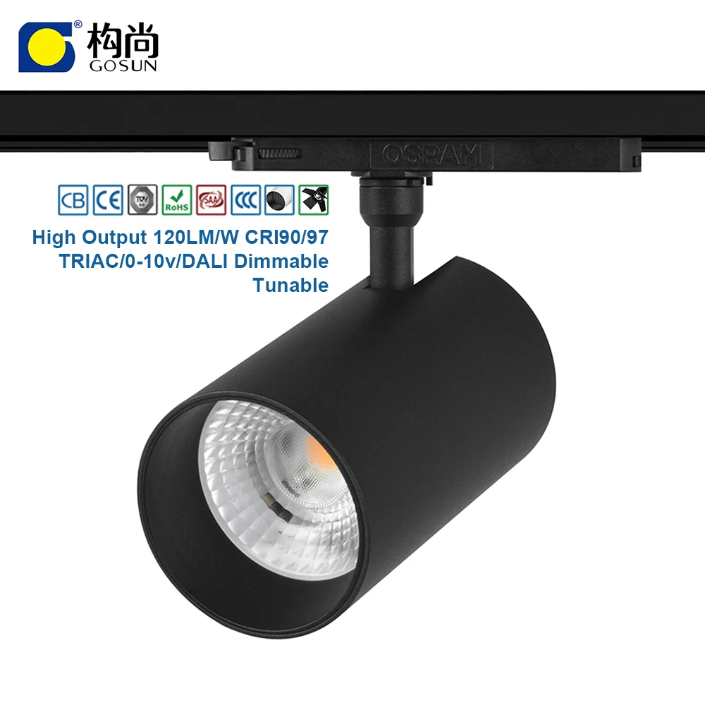 

smart focusable commercial ultra bright COB ceiling light rail type background 36w flicker free COB LED track spotlight