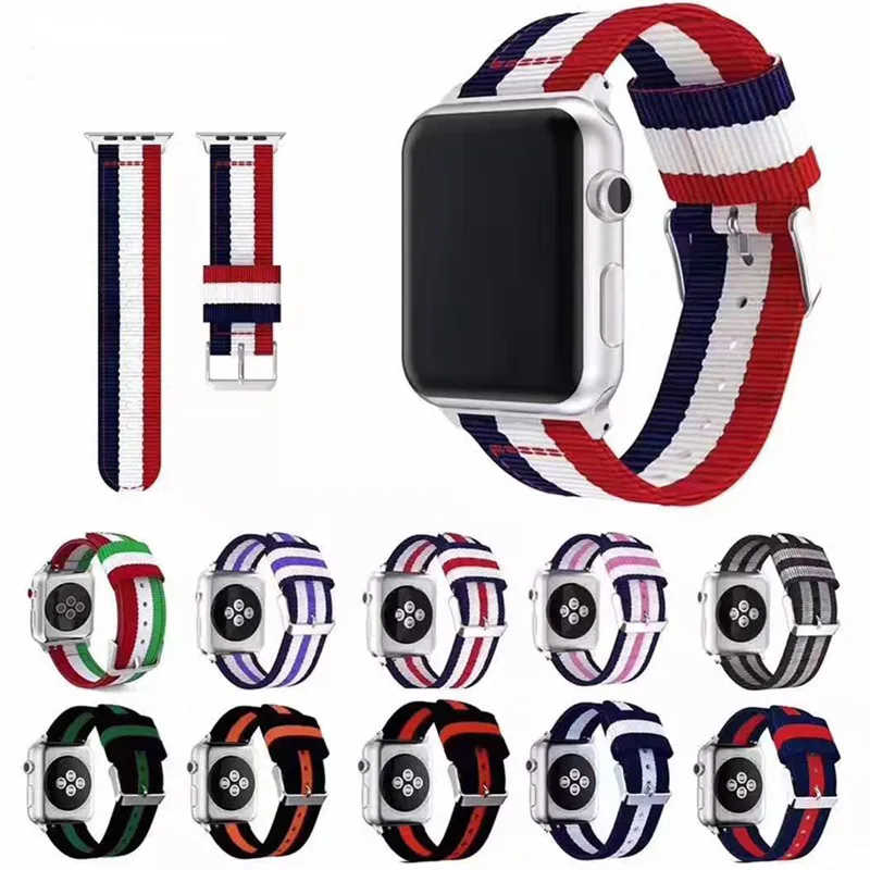 

Fashion NATO Fringe Nylon Loop Strap for Apple Watch 4 5 6 SE 40mm 44mm Sports Band for Iwatch 1 2 38mm 40mm Wrist Bracelet