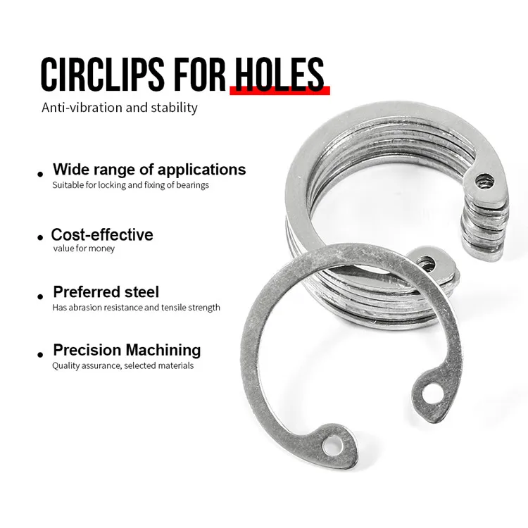Rrina 240Pcs 304 Stainless Steel Internal Circlip Snap Retaining Clip Ring Assortment Kit Size M8 to M36 